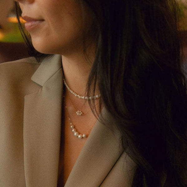 Flowing Pearl Necklace - - Necklaces - Ofina
