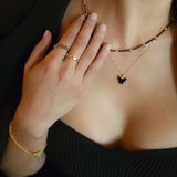 Black Butterfly Necklace - - Necklaces - Ofina