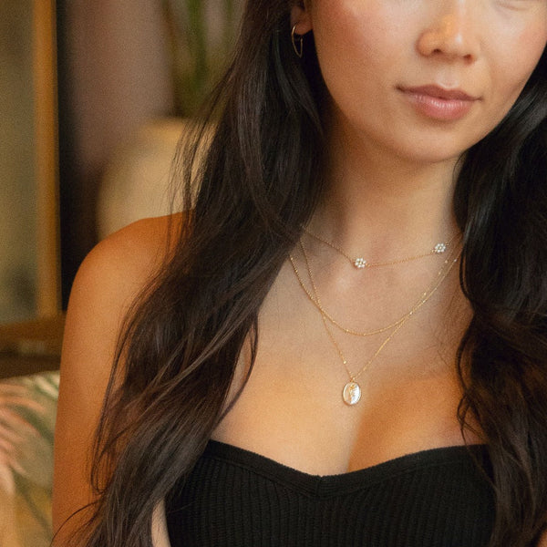 Multi-Daisy Pearl Necklace - - Necklaces - Ofina