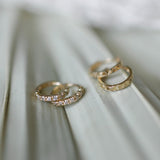 14k Solid Gold Diamond Cut Huggies - - Earrings - Ofina