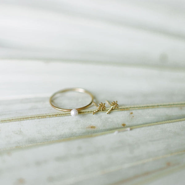 10k Solid Gold Palm Tree Studs - - Earrings - Ofina