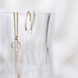 SALE - 10k Solid Gold CZ Pave Huggie/Hoop Studs - - Earrings - Ofina