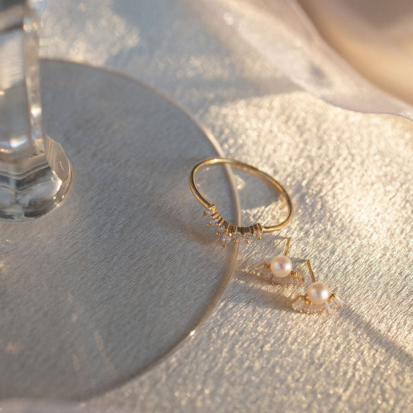 10k Solid Gold CZ Tiara Ring - - Rings - Ofina