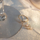 10k Solid Gold CZ Baguette Fan & Pearl Studs - - Earrings - Ofina