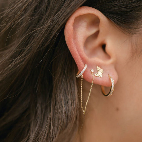 10k Solid Gold Butterfly Studs - - Earrings - Ofina