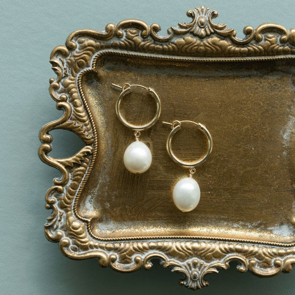 Pearl Huggie Earrings - - Earrings - Ofina