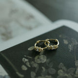 SALE - 10k Solid Gold CZ Cluster Huggies - - Earrings - Ofina