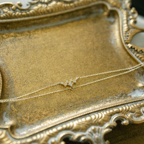 10k Solid Gold Double Chain CZ Cluster Bracelet - - Bracelets - Ofina