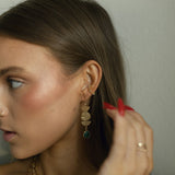 Half Moon Drop Green Onyx Stone Earrings - - Earrings - Ofina