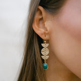 Half Moon Drop Green Onyx Stone Earrings - - Earrings - Ofina