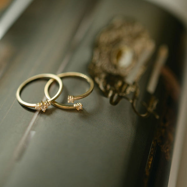 SALE - 10k Solid Gold CZ Open Ring - - Rings - Ofina