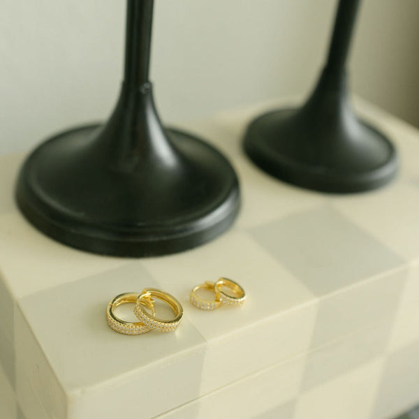 Double Row CZ Huggies - - Earrings - Ofina