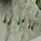 Tiny Green Emerald Necklace - - Necklaces - Ofina
