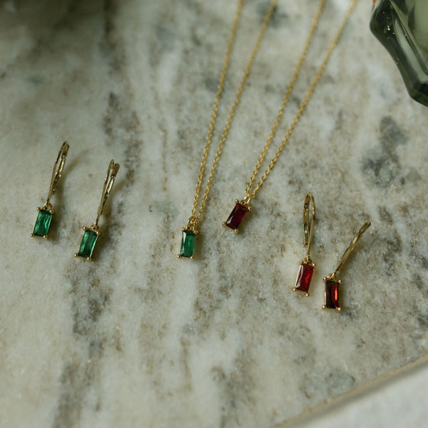 Tiny Green Emerald Necklace - - Necklaces - Ofina