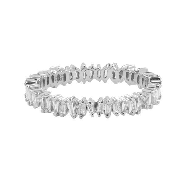 Uneven Baguette Eternity Diamond Band Ring - White Gold / 5 - Rings - Ofina