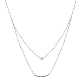 Solid Gold CZ / Curved Tube Double Strand Necklace - Rose Gold - Necklaces - Ofina