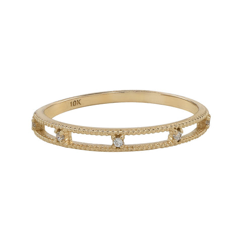 10k Solid Gold CZ Double Band Ring - Yellow Gold / 5 - Rings - Ofina