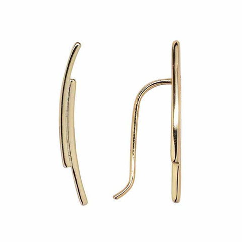 SALE - 24mm Double Curved Ear Crawler - Gold / Right - Earrings - Ofina