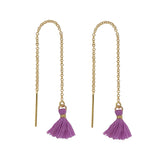 Tassel Ear Threaders - Purple - Earrings - Ofina