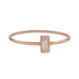 10k Solid Gold Vertical CZ Baguette Ring - Rose Gold / 5 - Rings - Ofina