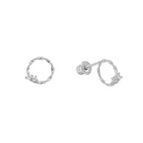 10k Solid Gold CZ Twisted Circle Studs - White Gold - Earrings - Ofina