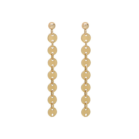 Tiny Disc Drop Earrings - Gold - Earrings - Ofina