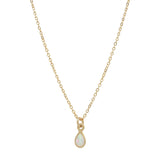 Tiny Elongated Teardrop Opal Necklace - - Necklaces - Ofina