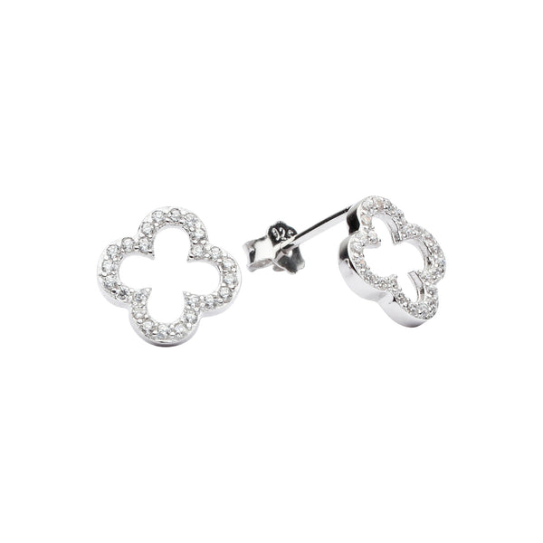 CZ Clover Studs - Silver - Earrings - Ofina