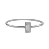 10k Solid Gold Vertical CZ Baguette Ring - White Gold / 5 - Rings - Ofina