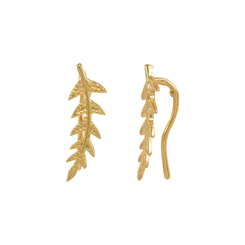 Leaf Ear Crawlers - Gold / Right - Earrings - Ofina