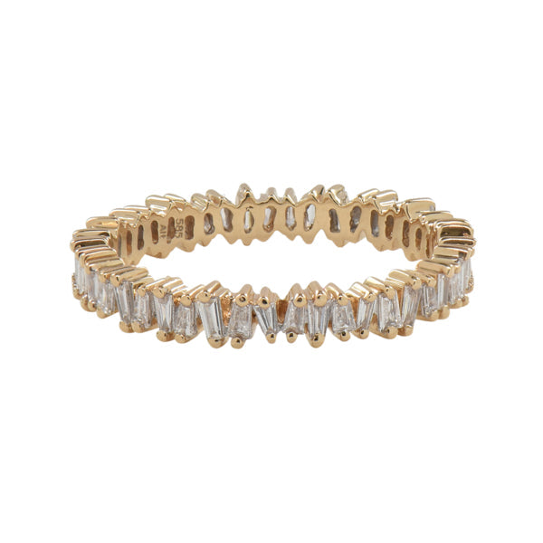 Uneven Baguette Eternity Diamond Band Ring - Yellow Gold / 5 - Rings - Ofina
