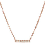 Diamonds Tiny Bar Necklace - Rose Gold - Necklaces - Ofina