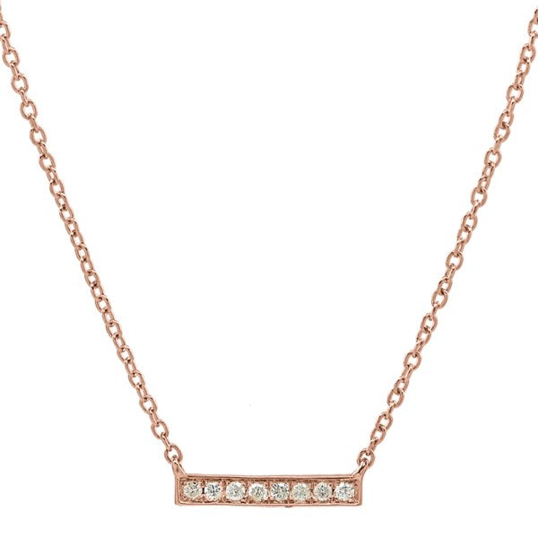 Diamonds Tiny Bar Necklace - Rose Gold - Necklaces - Ofina