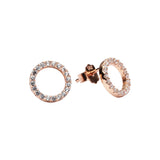 CZ Circle Cutout Studs - Rose Gold - Earrings - Ofina