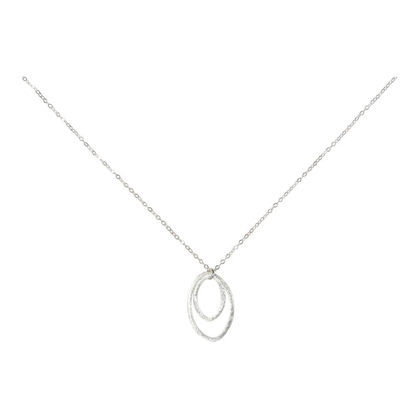 Double Brushed Marquise Necklace - Silver - Necklaces - Ofina