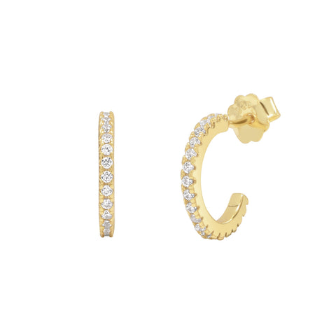 SALE - CZ Huggie Studs - Gold - Earrings - Ofina