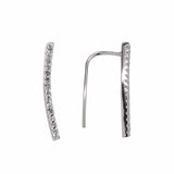 SALE - Curved CZ Ear Crawler - Silver / Large / Right - Earrings - Ofina