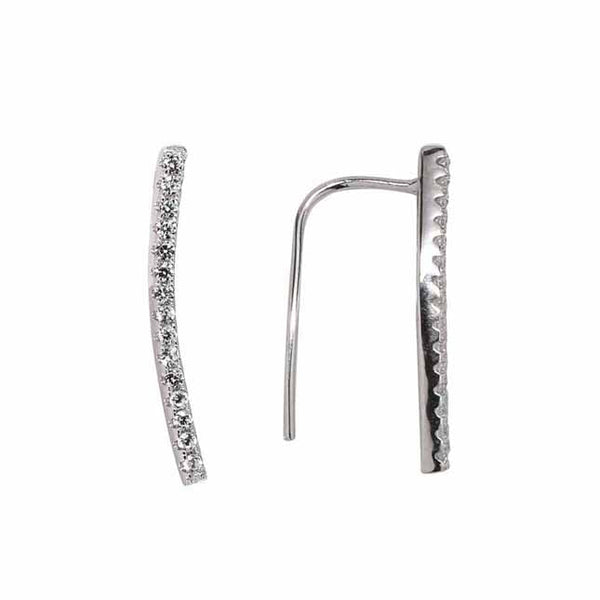 SALE - Curved CZ Ear Crawler - Silver / Large / Right - Earrings - Ofina