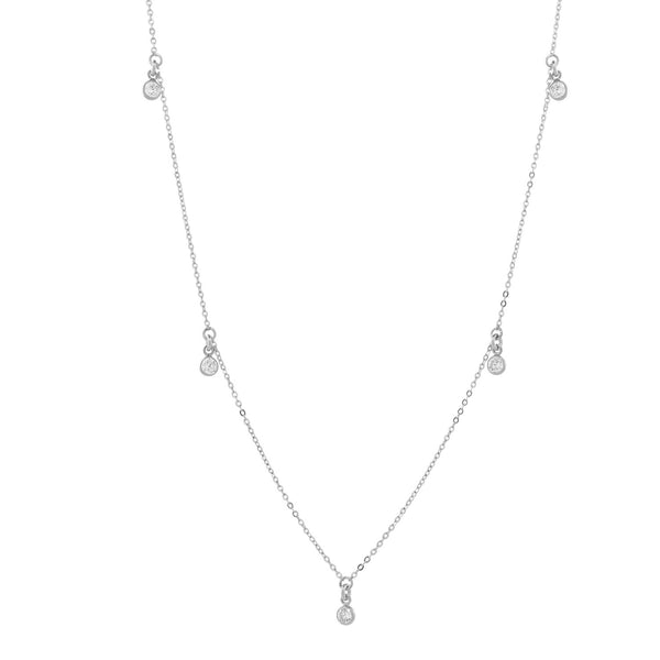Tiny CZ Bezel Choker / Necklace - Choker / Silver - Necklaces - Ofina