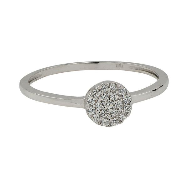 10k Solid Gold CZ Circle Ring - White Gold / 6 - Rings - Ofina