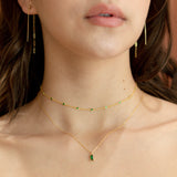 Tiny Multi-Emerald Choker - - Necklaces - Ofina