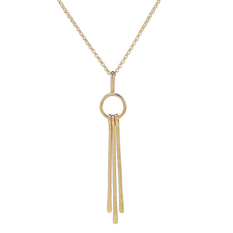 Triple Fringe Long Necklace - Gold - Necklaces - Ofina