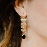 Half Moon Drop Black Onyx Stone Earrings - - Earrings - Ofina
