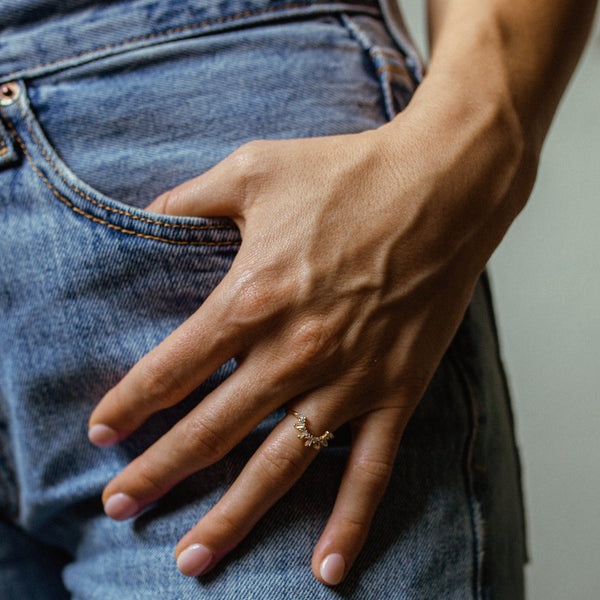 SALE - CZ Deco Crown Ring - - Rings - Ofina