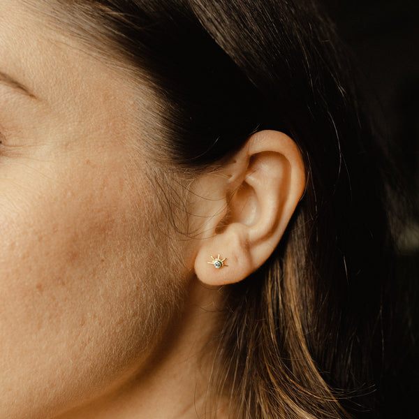 CZ Horizon Sun Studs - - Earrings - Ofina