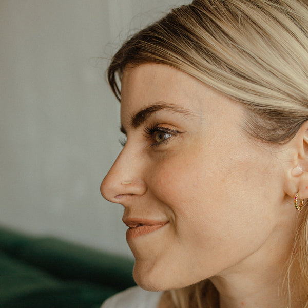 14k Bar Flat Back Earring - - Earrings - Ofina