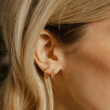14k Solid Gold Diamond Cut Huggies - - Earrings - Ofina