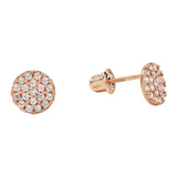 10k Solid Gold CZ Circle Studs - Rose Gold - Earrings - Ofina