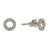 CZ Circle Cutout Studs - Silver - Earrings - Ofina