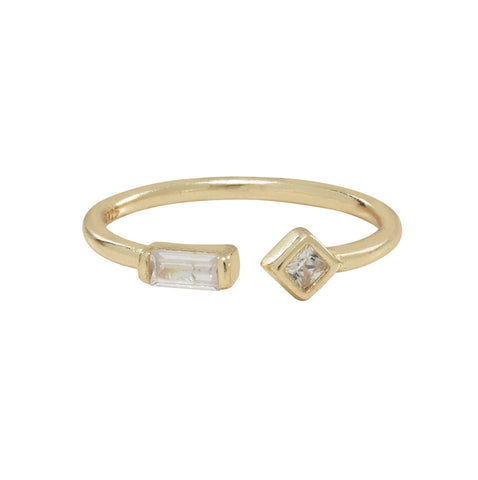 SALE - CZ / Baguette Diamond Open Band Ring - Gold / 5 - Rings - Ofina